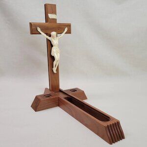 Mid-century Last Rites/Sick Call Crucifix with Holy Water Bottle VTG